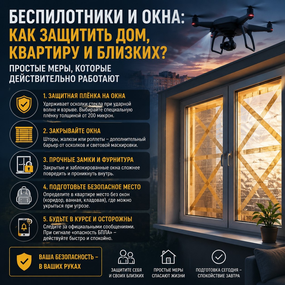 Беспилотники и окна: как защитить дом, квартиру и близких? 