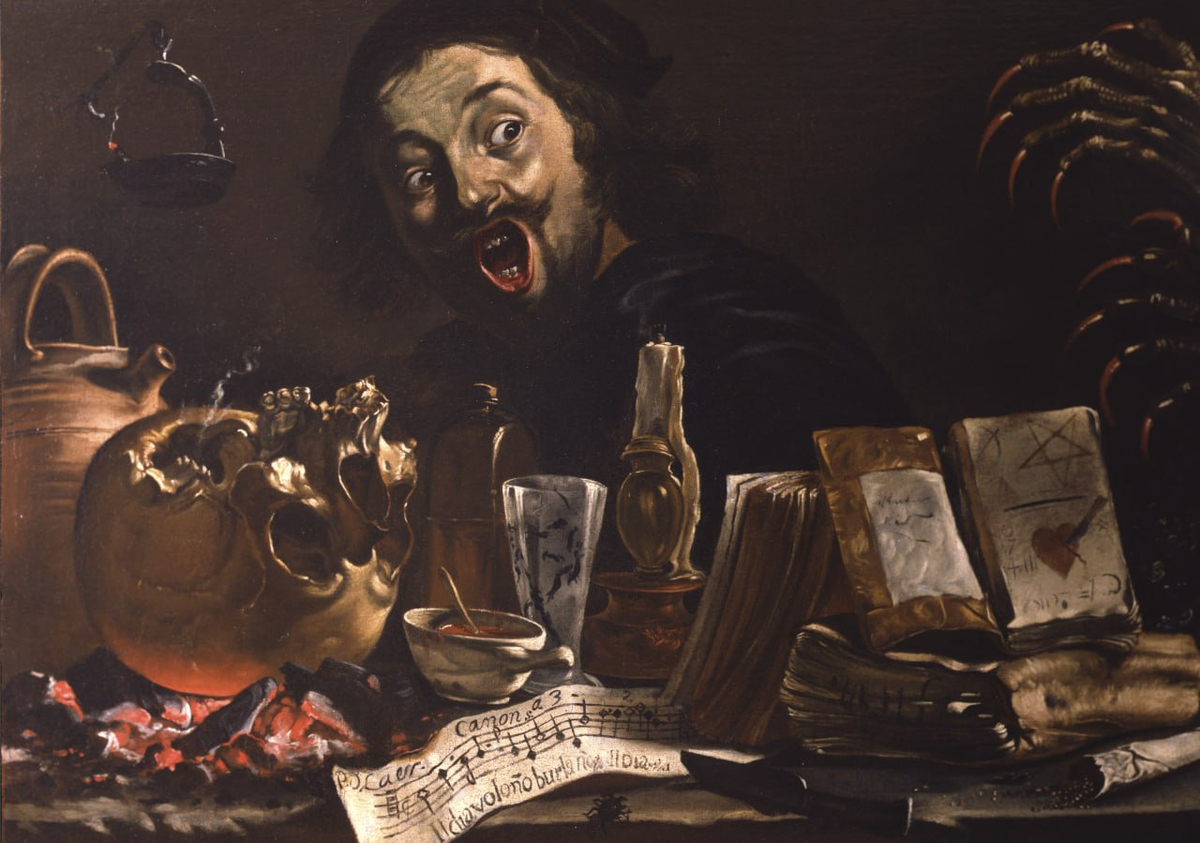 Питер ван Лар. «Автопортрет с магической сценой», ок. 1635–1639. 