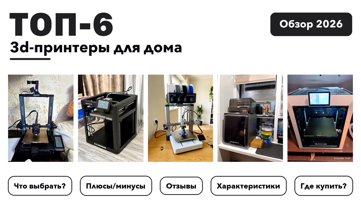 Лучшие 3d-принтеры для дома 2026 по более 400 отзывам реальных покупателей