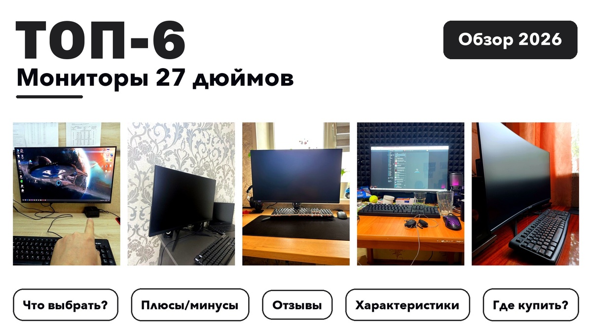 Лучшие мониторы 27 дюймов 2026: выбрали лучшее по более 680 отзывам покупателей