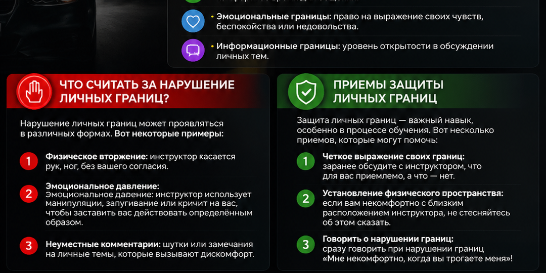 Личные границы при обучении вождению!