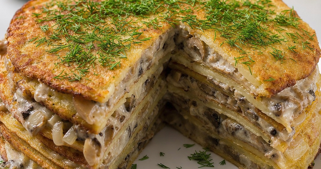 Картофельный торт с грибами