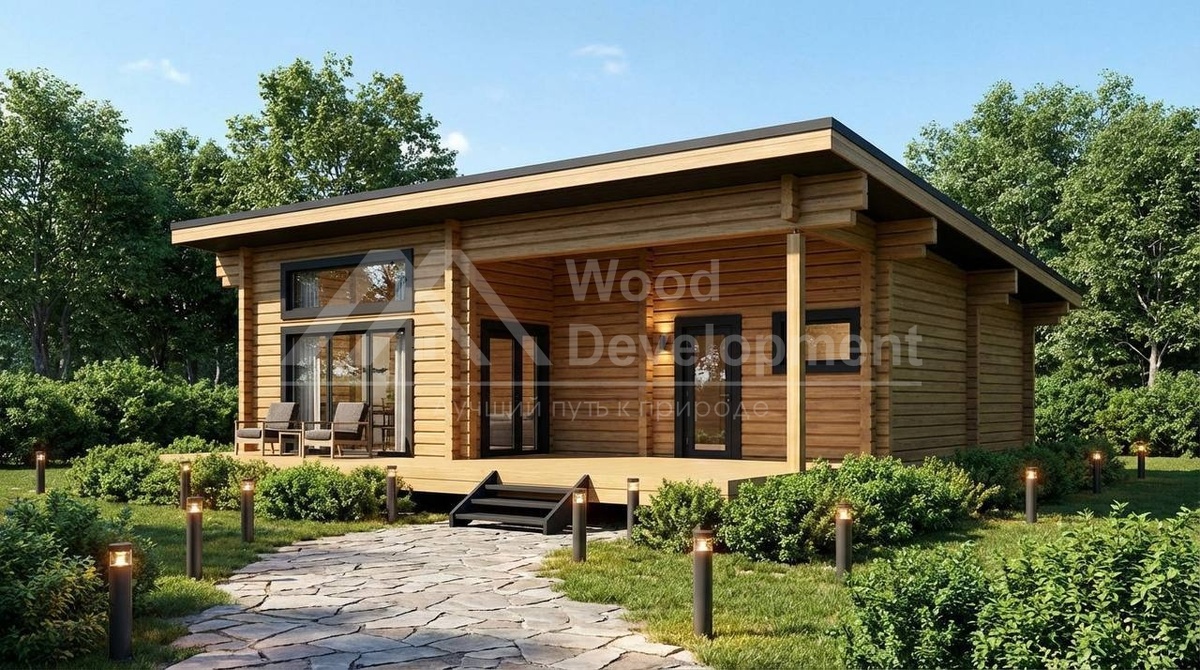Проект одноэтажного дома из клееного бруса "Ладога" | Wood Development