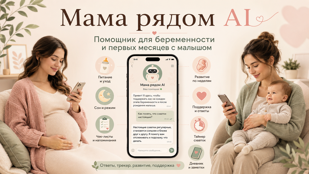 Персональные ответы, трекер сна и кормлений, счётчик схваток и календарь развития в одном Telegram-боте