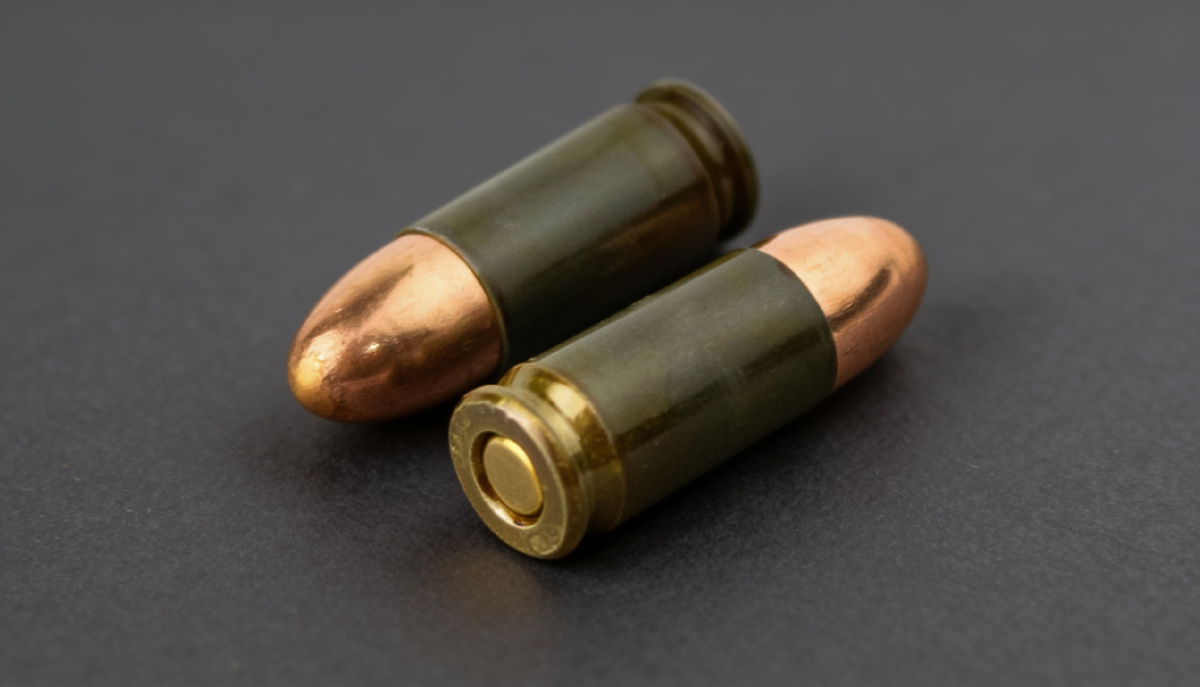 Патроны 9×19 Parabellum с оболочечной пулей: бесфланцевая гильза и капсюль центрального боя.