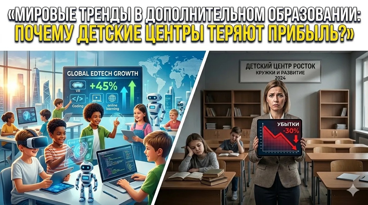 Разбор главных трендов мирового EdTech и сферы доп. образования. Как спасти образовательный центр от убытков и переупаковать курсы.
