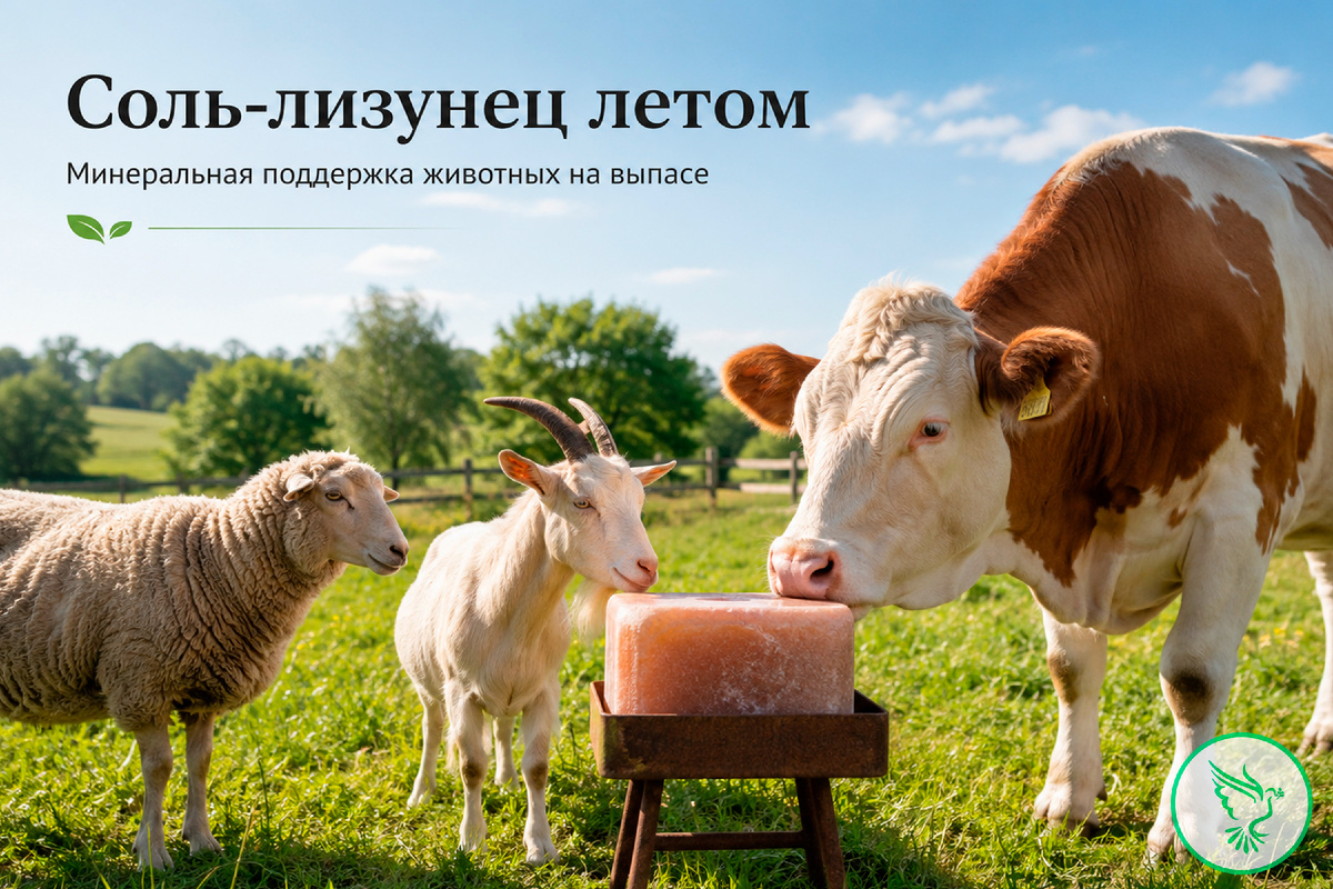 Соль-лизунец для животных на выпасе