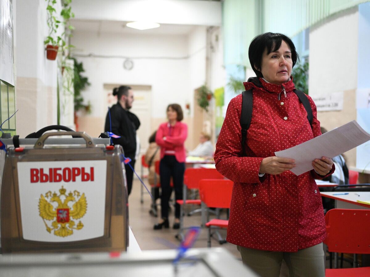    Женщина во время голосования на выборах депутатов Законодательного собрания Новосибирской области и городского Совета депутатов на избирательном участке в Новосибирске | © РИА Новости / Александр Кряжев