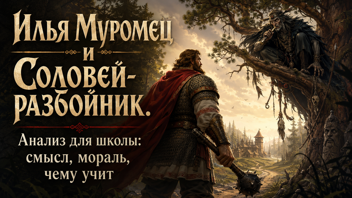 Илья Муромец и Соловей-разбойник. Анализ для школы: смысл, мораль, чему учит.