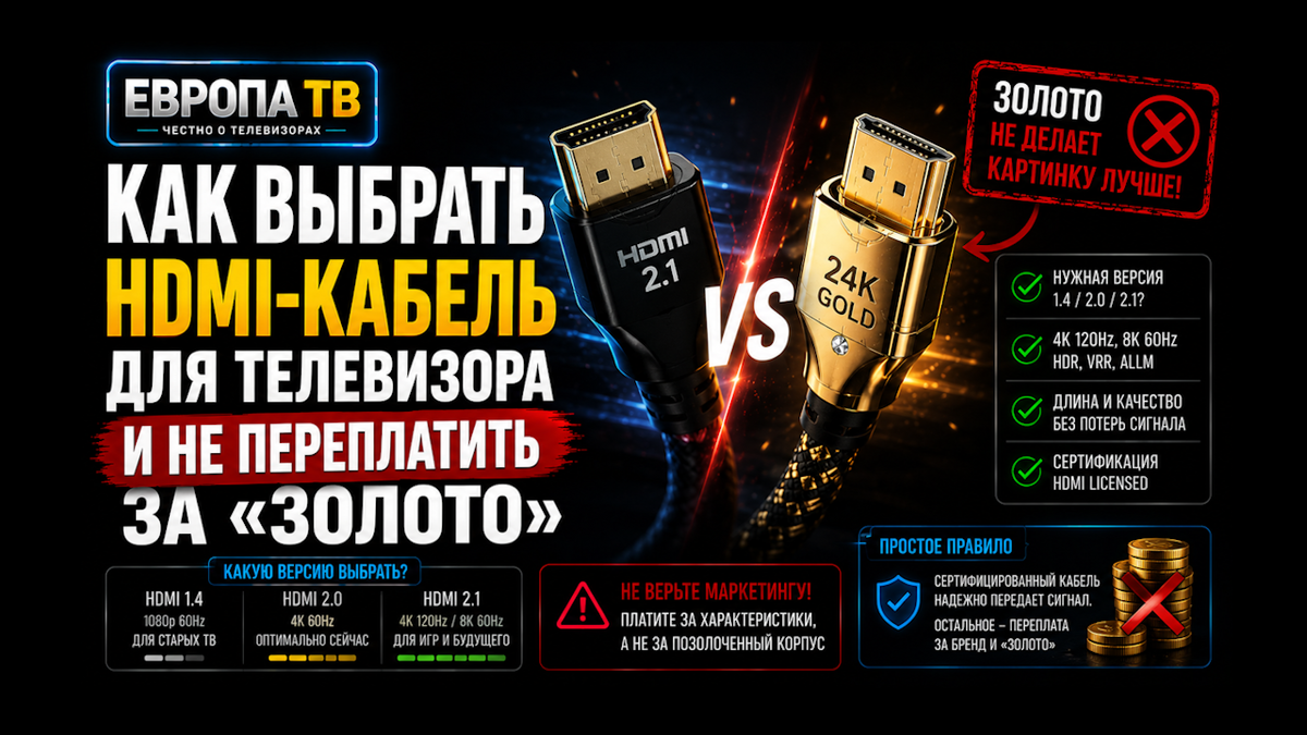 Как выбрать HDMI-кабель для телевизора