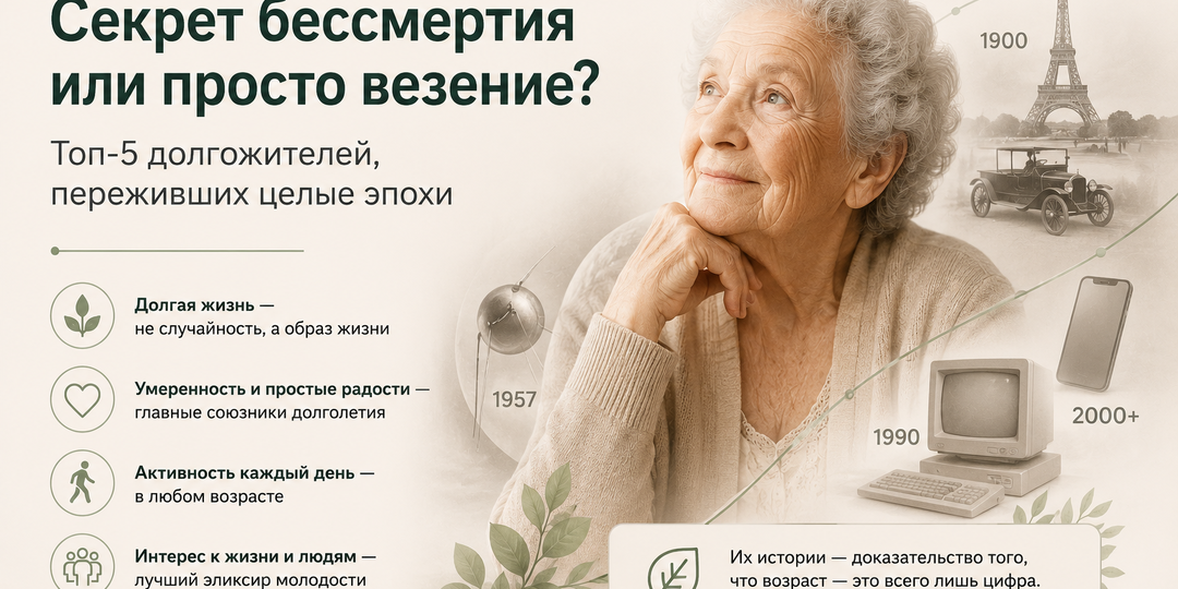 Секрет бессмертия или просто везение? Топ-5 долгожителей, переживших целые эпохи
