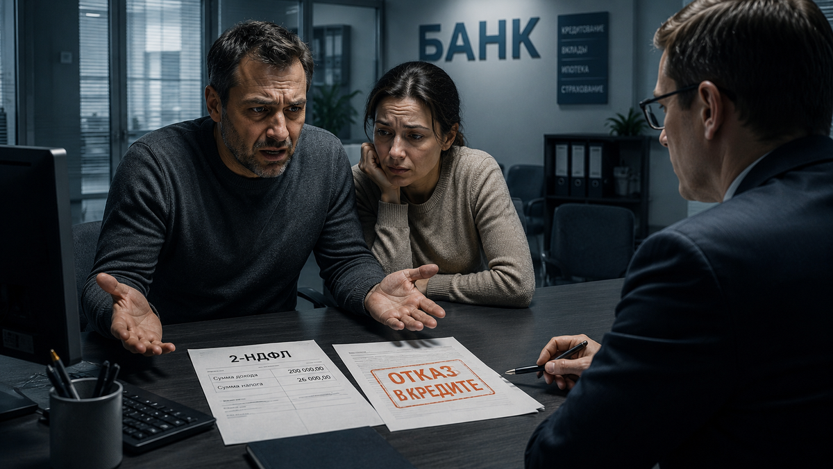 Семья получает отказ банка в оформлении ипотеки из-за справки 2-НДФЛ. Проблемы с покупкой жилья, когда у сотрудника серая зарплата.