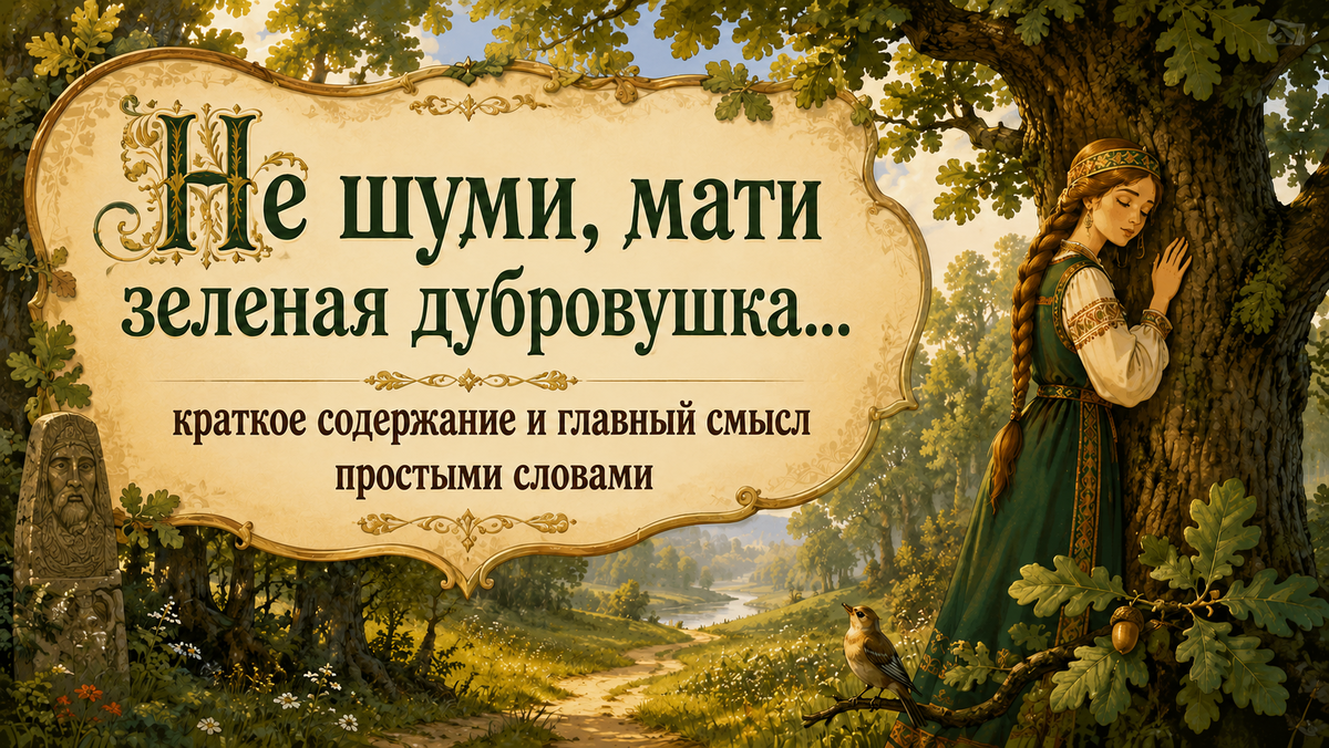Не шуми, мати зеленая дубровушка... Краткое содержание и главный смысл простыми словами
