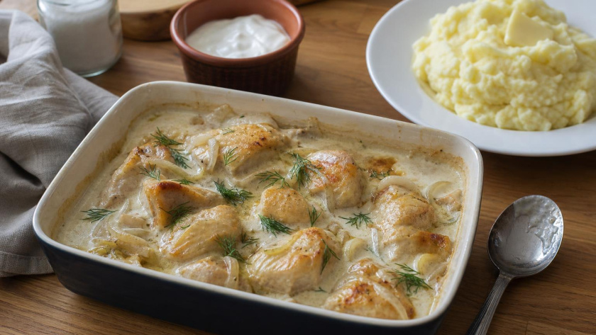 Смешиваю курицу и сметану - получаю сочное блюдо без жарки и лишнего масла