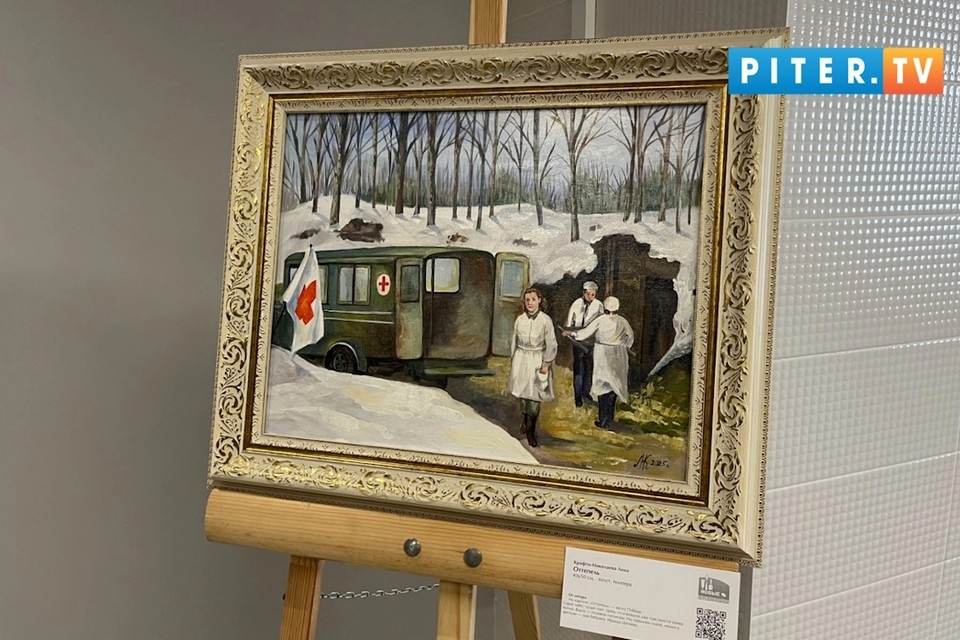    В Кировском цехе открылась выставка картин, посвященных труду заводчан в годы Великой Отечественной войны. Фото: скриншот Piter.tv