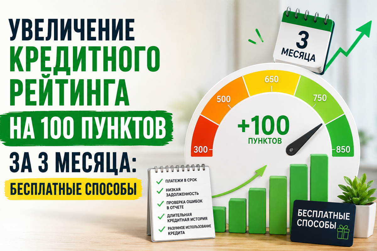 Как увеличить кредитный рейтинг на 100 пунктов за 3 месяца