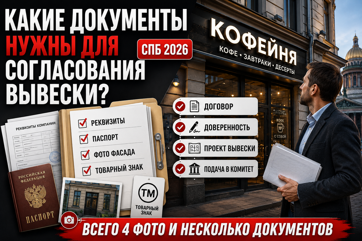 Какие документы нужны для согласования вывески в Санкт-Петербурге в 2026 году
