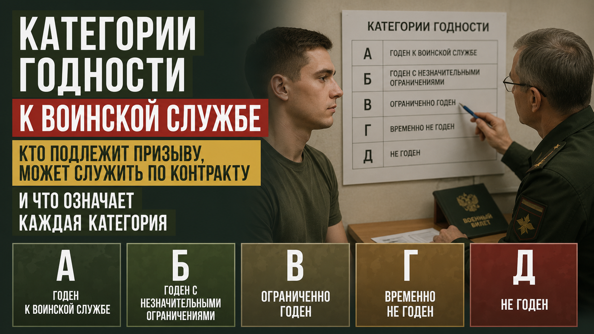 Категории годности к воинской службе: кто подлежит призыву, может служить по контракту и что означает каждая категория