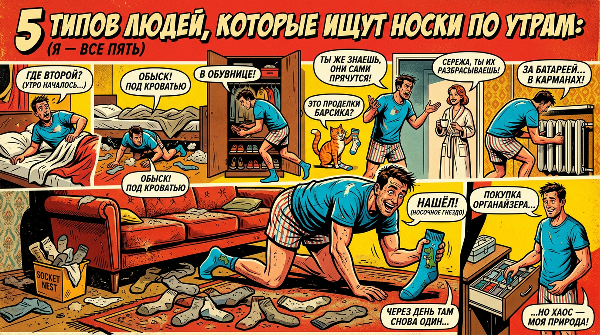 5 типов людей, которые ищут носки по утрам