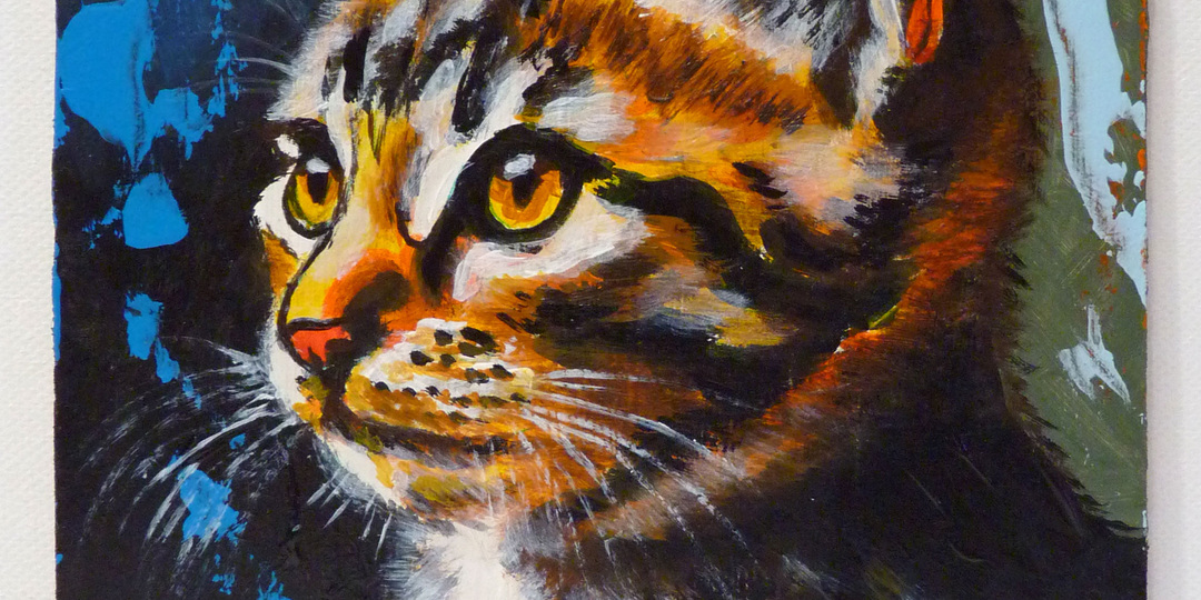 Картина "Котенок", акрил, ДВП