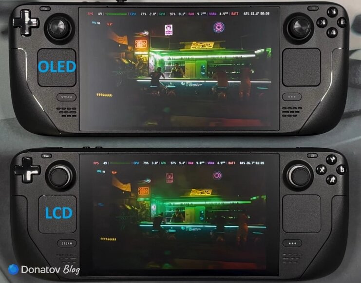    Разница в картинке Cyberpunk 2077 между Steam Deck и Steam Deck OLED
