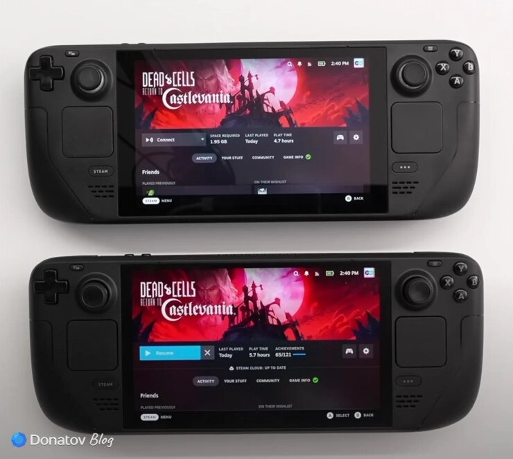   Глянцевый и матовый дисплей Steam Deck OLED