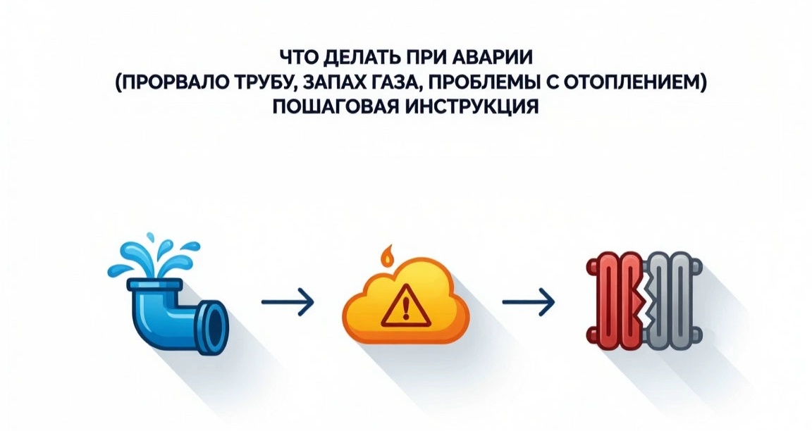 Инструкции при аварии дома (изображения сгенерированы ИИ)