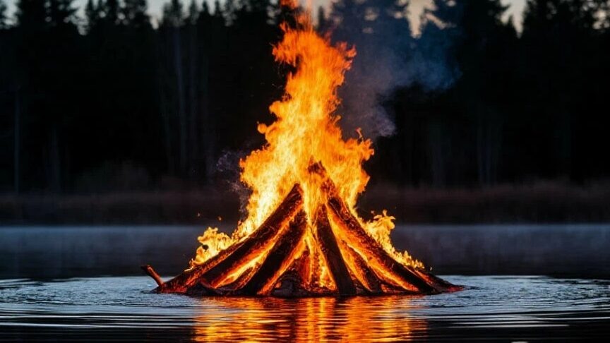    Костёр на Иван Купала // Фото сгенерировано нейросетью «Шедеврум»