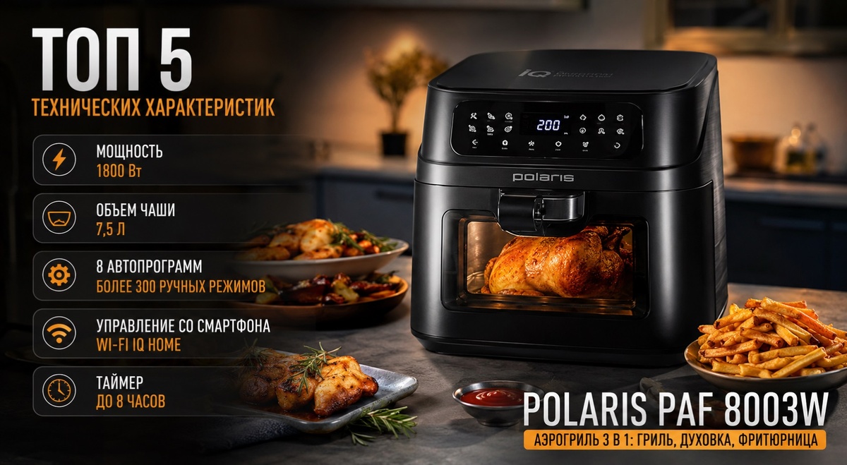 Polaris Аэрогриль - характеристики