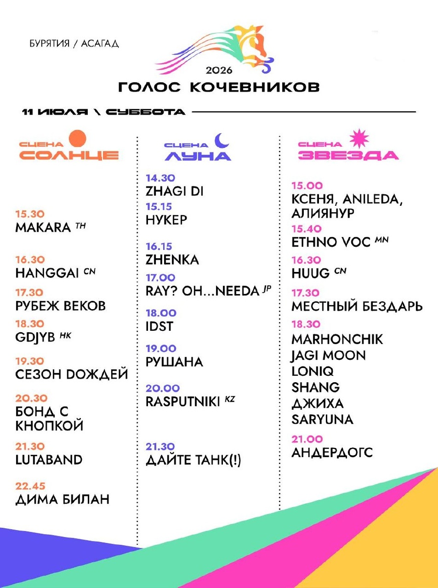 Расписание выступлений 11 июля