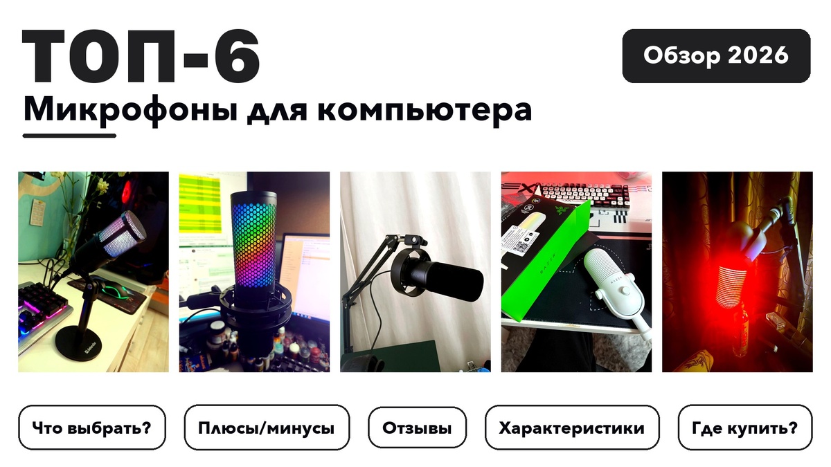 Лучшие микрофоны для компьютера 2026 на основе более 200 реальных отзывов покупателей