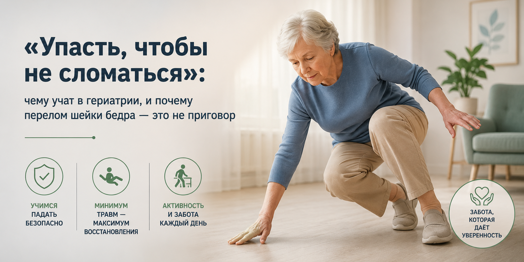 «Упасть, чтобы не сломаться»: чему учат в гериатрии, и почему перелом шейки бедра — это не приговор