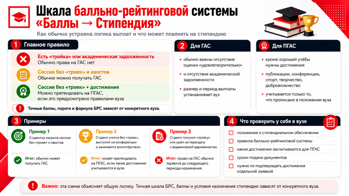 Шкала балльно-рейтинговой системы «Баллы → Стипендия»
