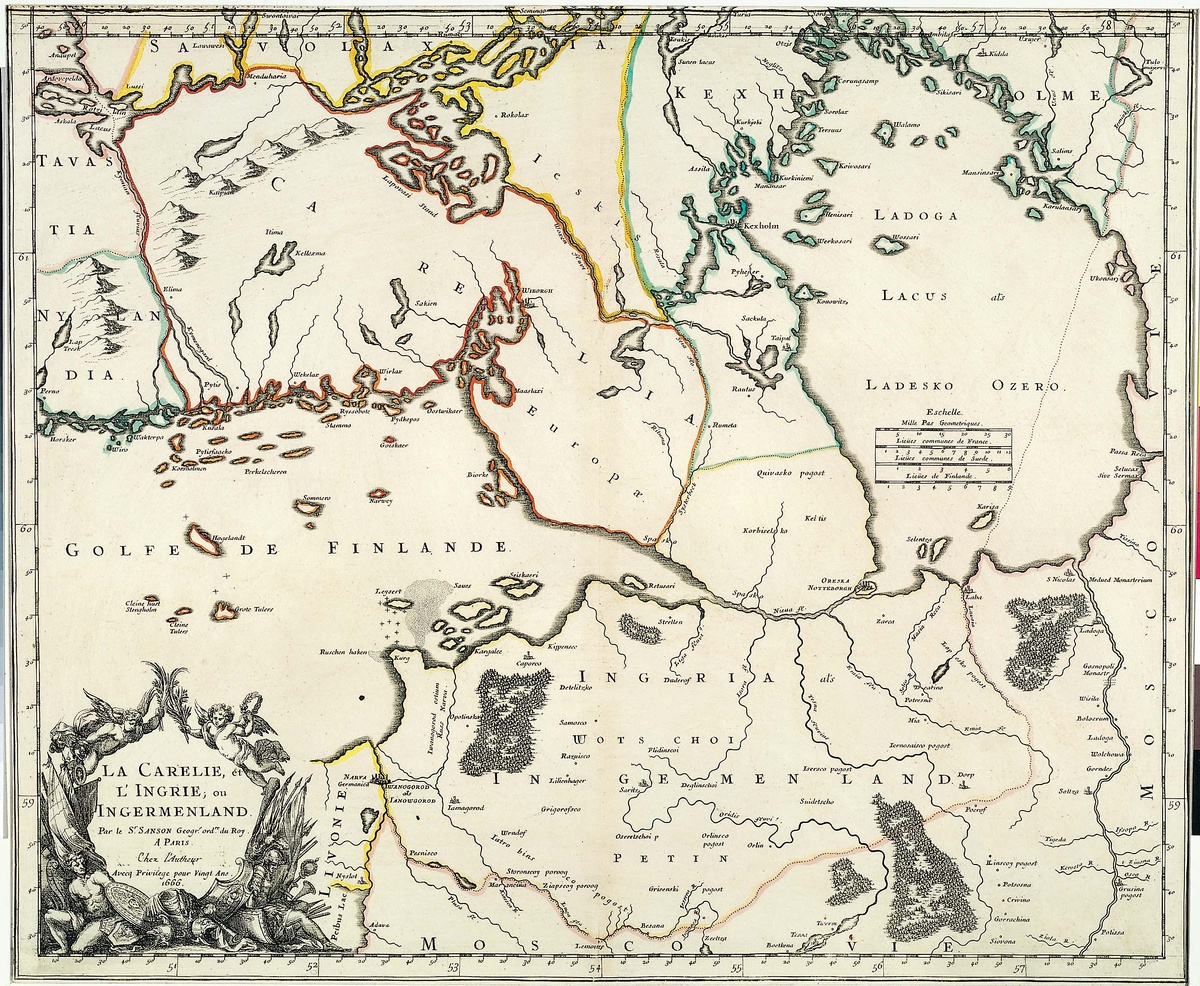 Карта Н. Сансон "Carelie et l’Ingrie ou Ingermenland" без Петербурга