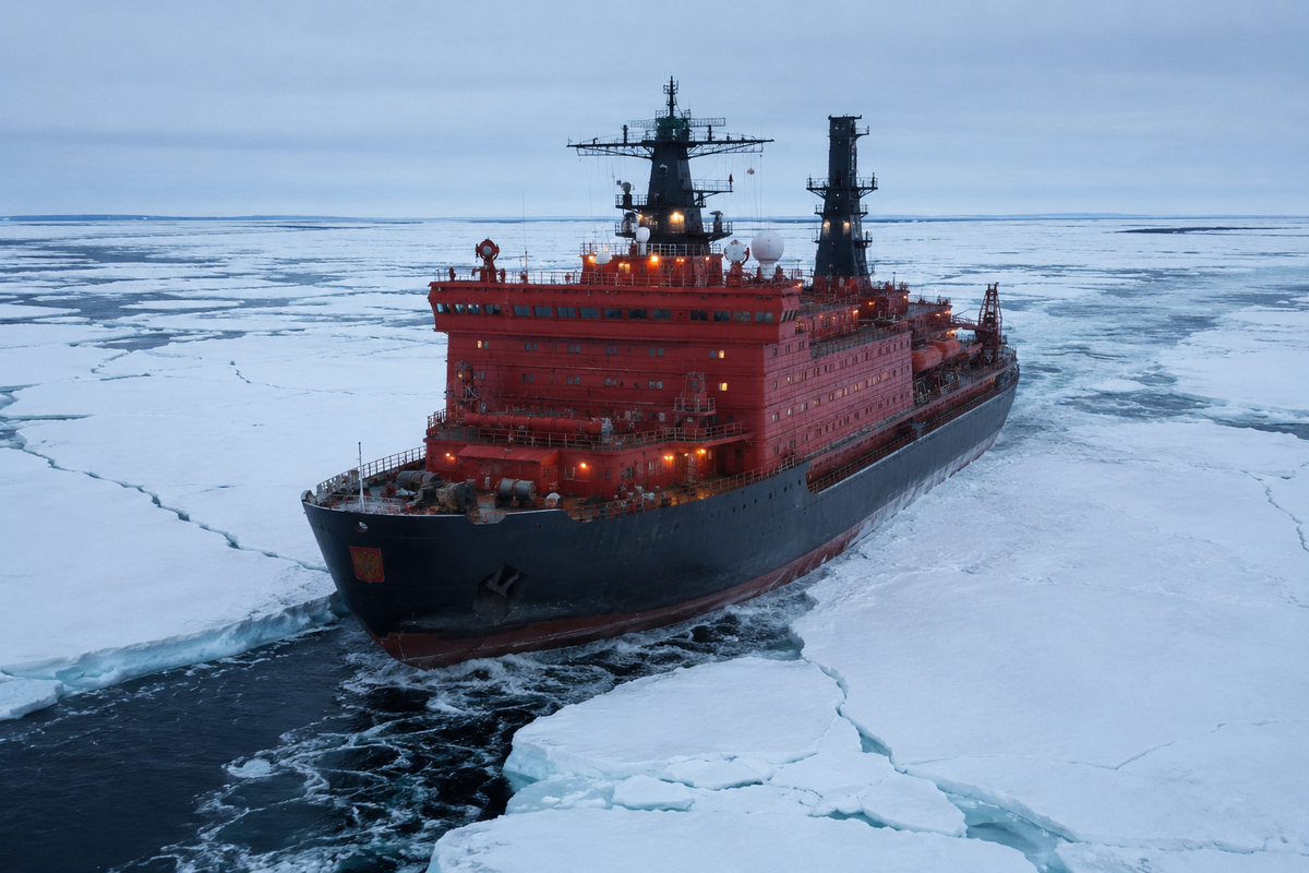 Атомный ледокол не просто идет по морю — он прокладывает путь там, где вода превращается в ледовую дорогу