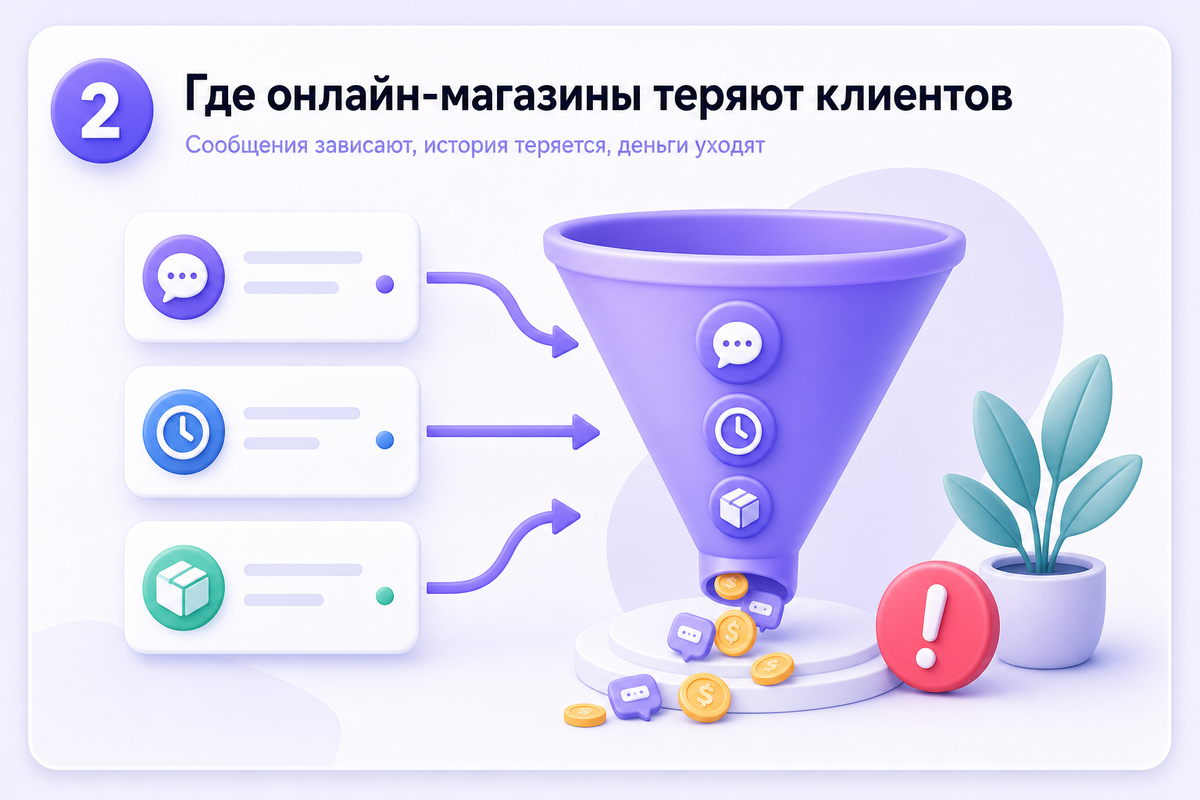 При росте заказов разрозненные чаты быстро превращаются в источник задержек и ошибок.