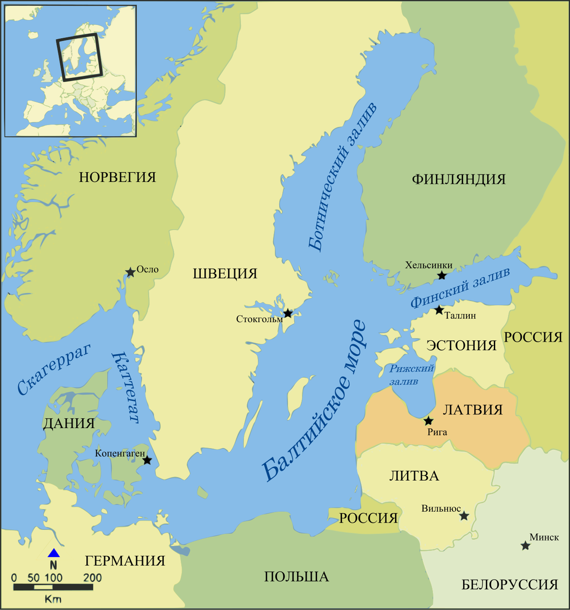 Балтийское море, современная политическая карта