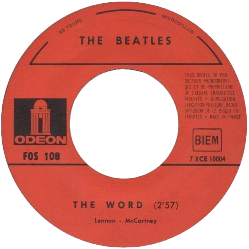 Фото: The Word Beatles French single label, Public Domain