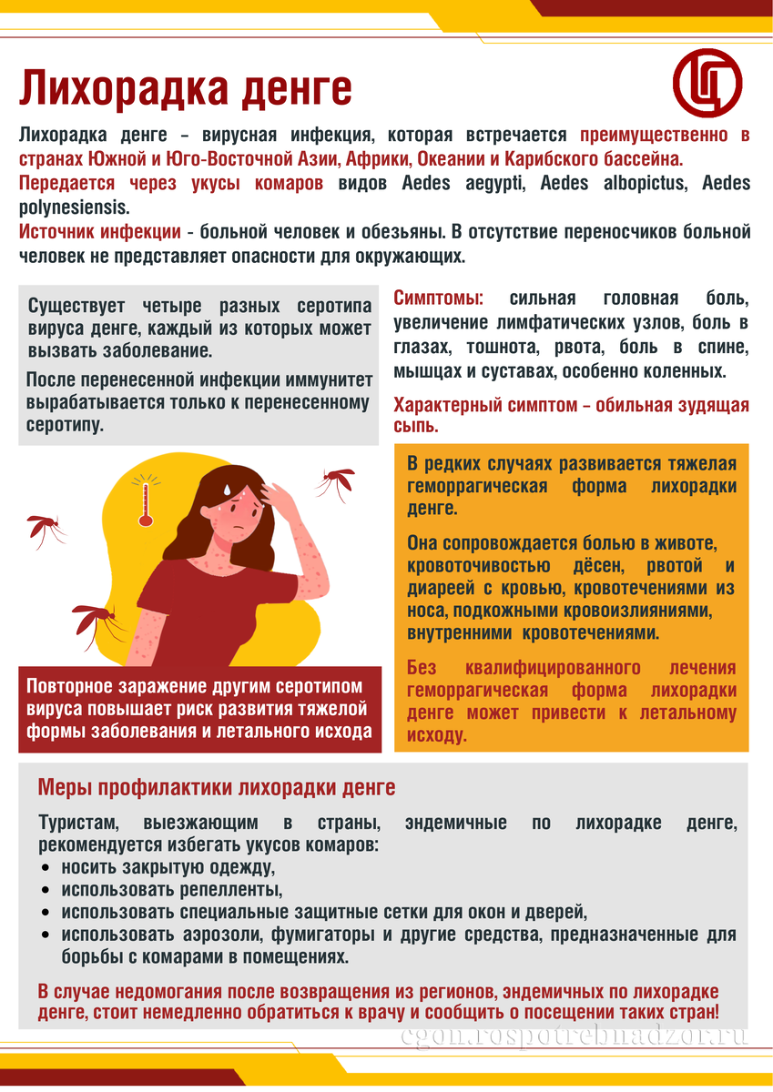 Лихорадка денге/Памятка разработана специалистами ФБУЗ "Центр гигиенического образования населения" Роспотребнадзора