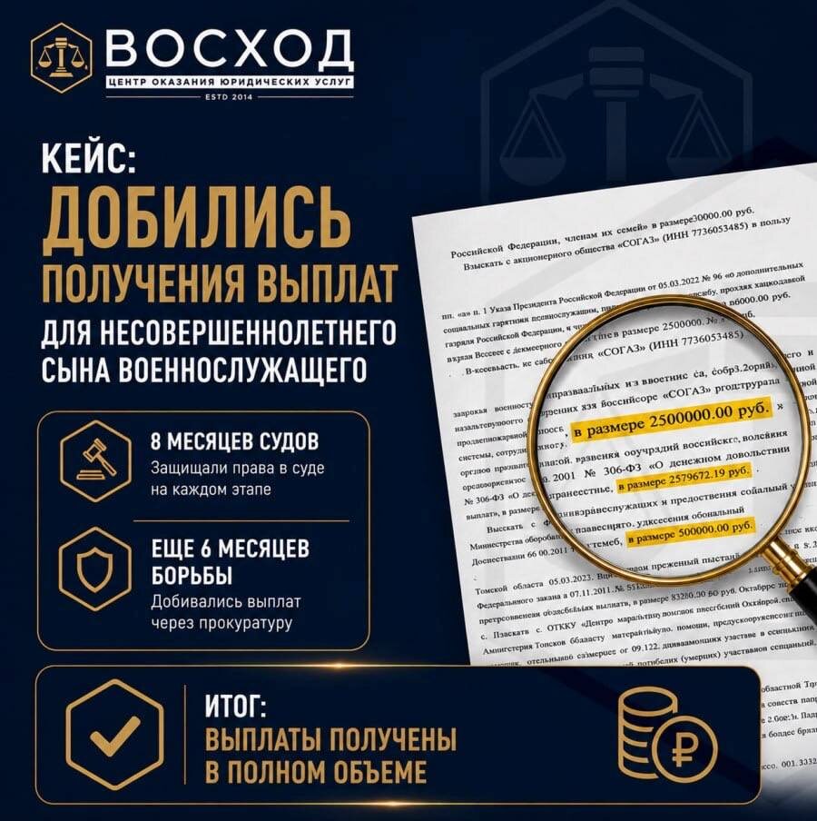 📌 КЕЙС: УСТАНОВЛЕНИЕ ОТЦОВСТВА И ВЗЫСКАНИЕ ВЫПЛАТ ПОСЛЕ ГИБЕЛИ ВОЕННОСЛУЖАЩЕГО
