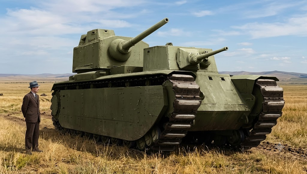 Таким мог стать серийный танк FCM F1. Изображение в свободном доступе, раскрашено при помощи нейросети.
