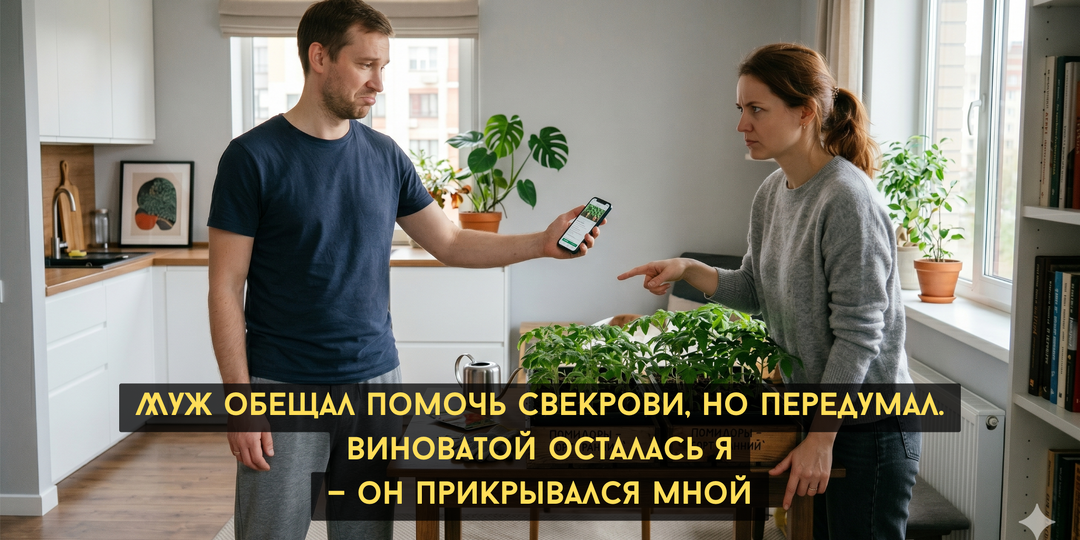 Муж обещал помочь свекрови, но передумал из-за лени. Виноватой осталась я — он прикрывался мной