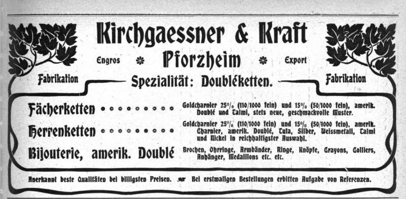 Рекламное объявление в журнале ювелирного искусства 1902 год