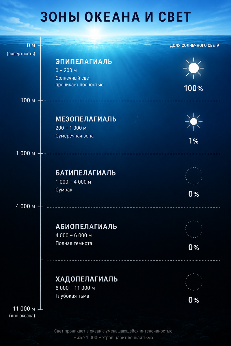 Зоны океана и свет