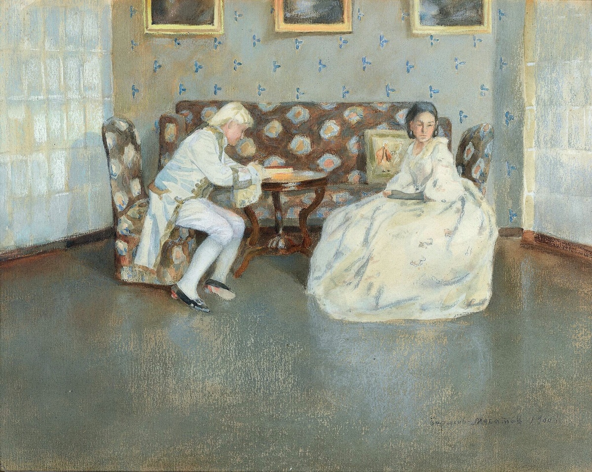 Борисов-Мусатов Виктор Эльпидифорович, «Мотив без слов», 1900, бумага, пастель, акварель, 46 × 58,6 см, Государственная Третьяковская галерея, Москва