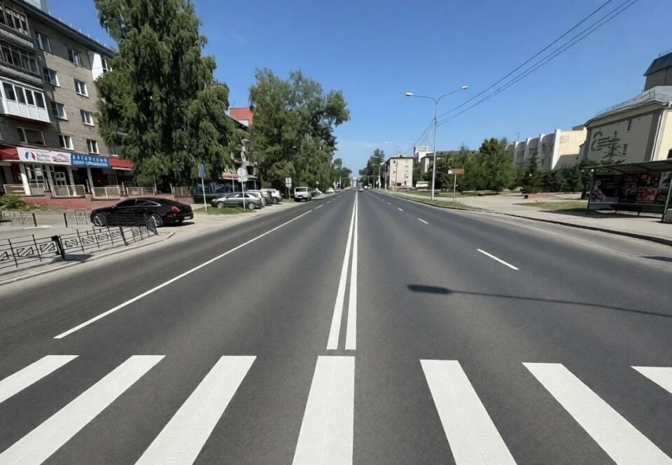    Обновленная дорожная разметка в Барнауле. Источник: barnaul.org
