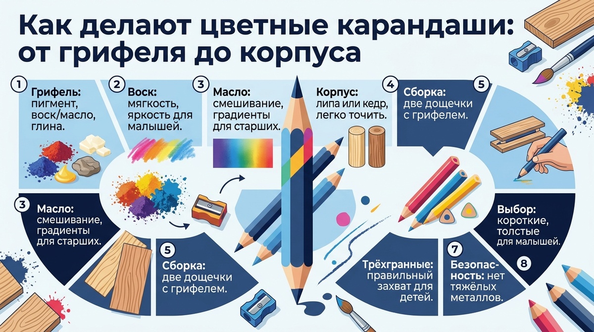 Как делают цветные карандаши: от грифеля до корпуса  📷
