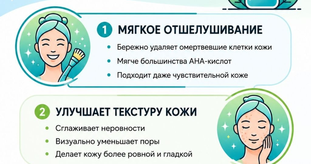 Разберём миндальную кислоту: она работает мягче большинства AHA-кислот, подходит даже чувствительной коже