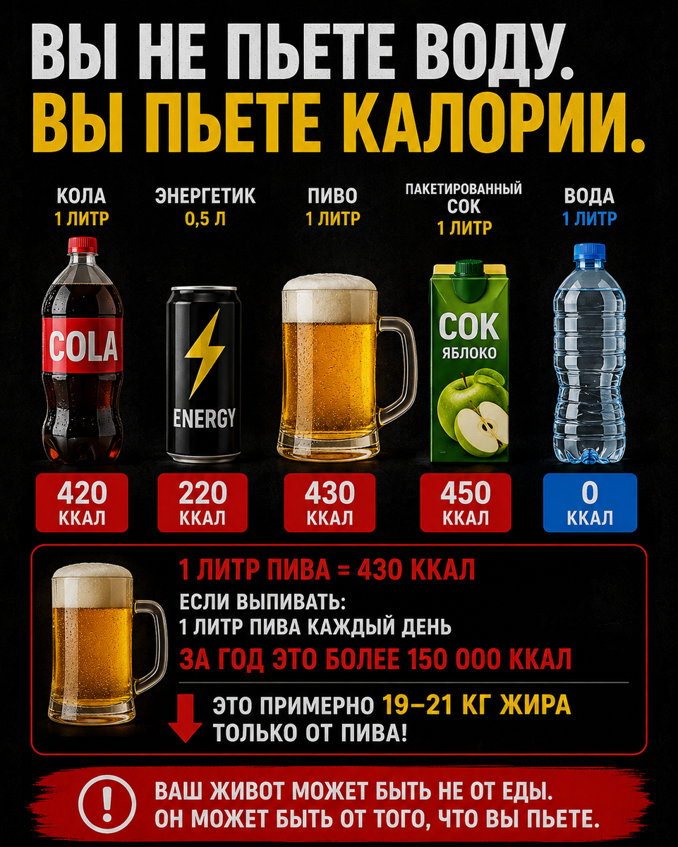 Пиво, чай, сок: калории, которые никто не считает