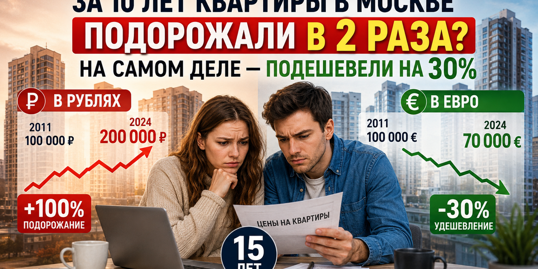 За 10 лет квартиры в Москве подорожали в 2 раза? На самом деле — подешевели на 30%